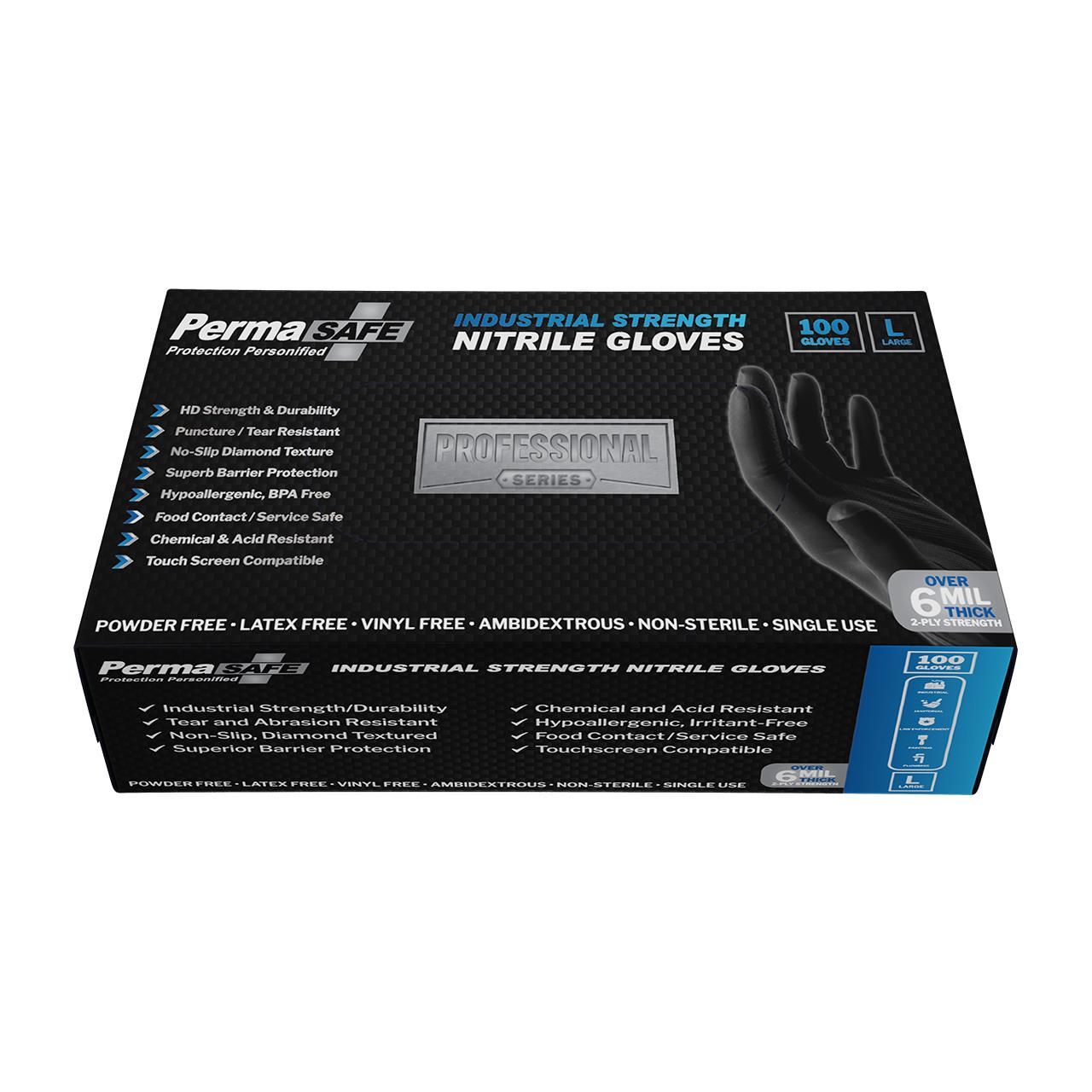 INDUSTRIAL NITRILE DISPOSABLE GLOVES - L